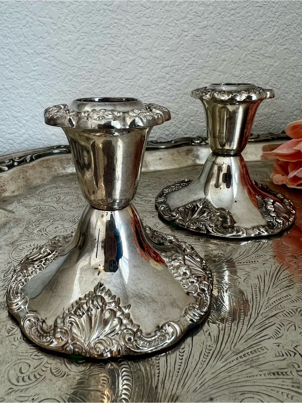 Vintage Godinger Silverplated Candlestick Holders Pair